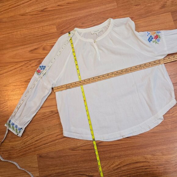 The Great Embroidered Peasant Blouse Size 1/S Long Sleeve Floral Boho Gauzy - Picture 8 of 11
